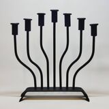 ART POPULAIRE - JUDAICA Menorah Ancien Chandelier 7 bras de lumière en fer forgé