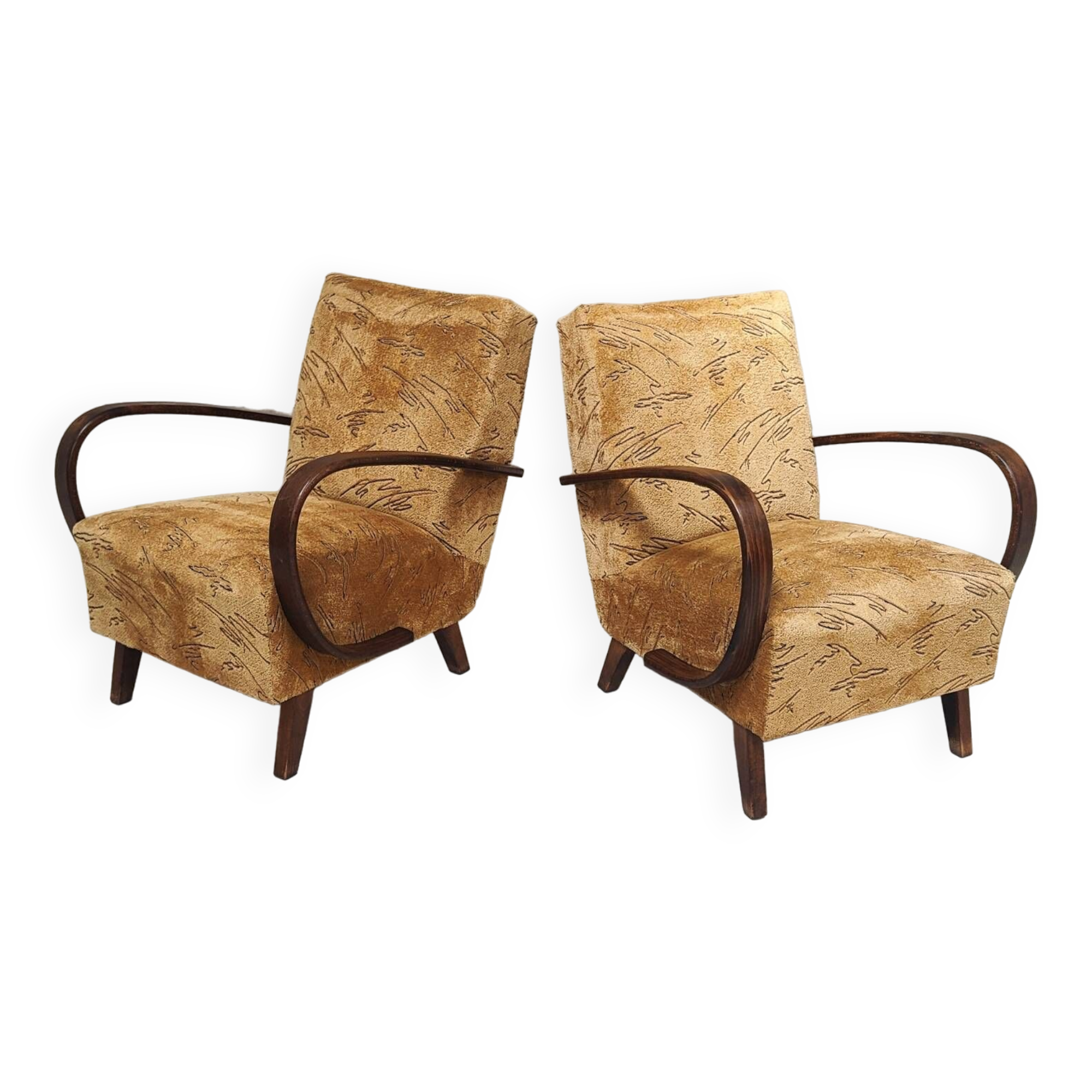 Pair of Art Deco armchairs H410 Type C by Jindrich Halabala for UP Zavody