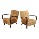 Paire de fauteuils Art déco H410 Type C par Jindrich Halabala pour UP Zavody