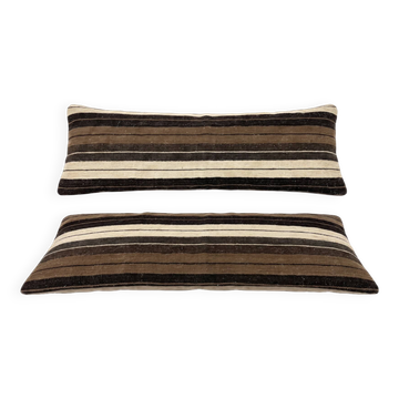 Lot de 2 housses de coussin kilim vintage 38x115 cm