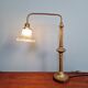 Large desk lamp in brass and clear ribbed glass, 1930.