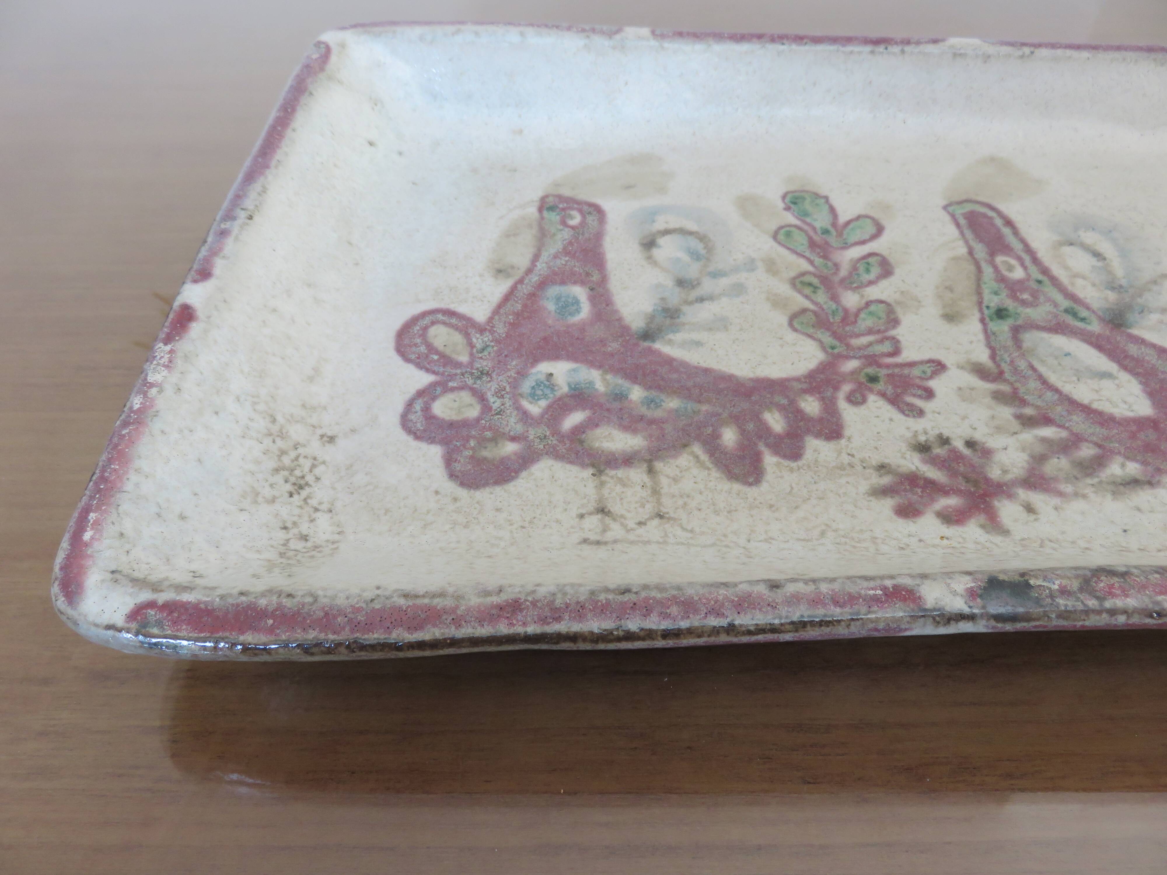 Ceramic dish by Gustave Reynaud 41cm Vallauris 1960 signed