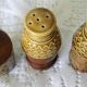 Ceramic and wood salt pepper mustard condiment set