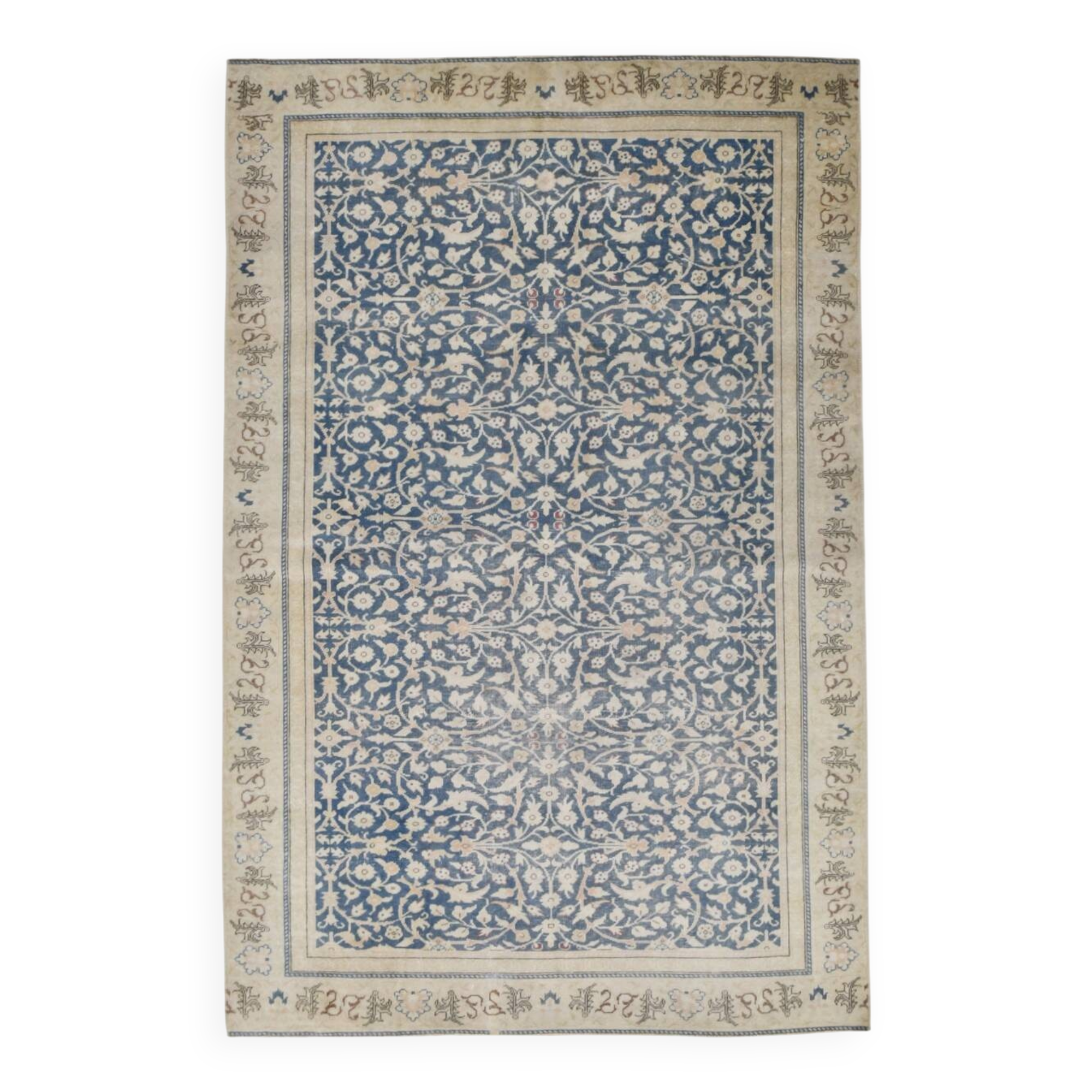 4x7 Navy Blue & Beige Persian Rug 135x204Cm SK 21639