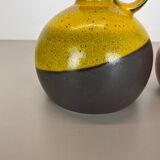 Set of two pottery vases "red yellow" objects by steuler ceramics germany, 1970s