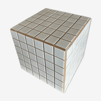 Beige white mosaic cube 30cm x 30cm tiled