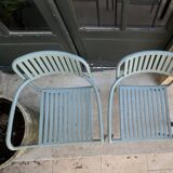 Tolix patio chairs lichen green