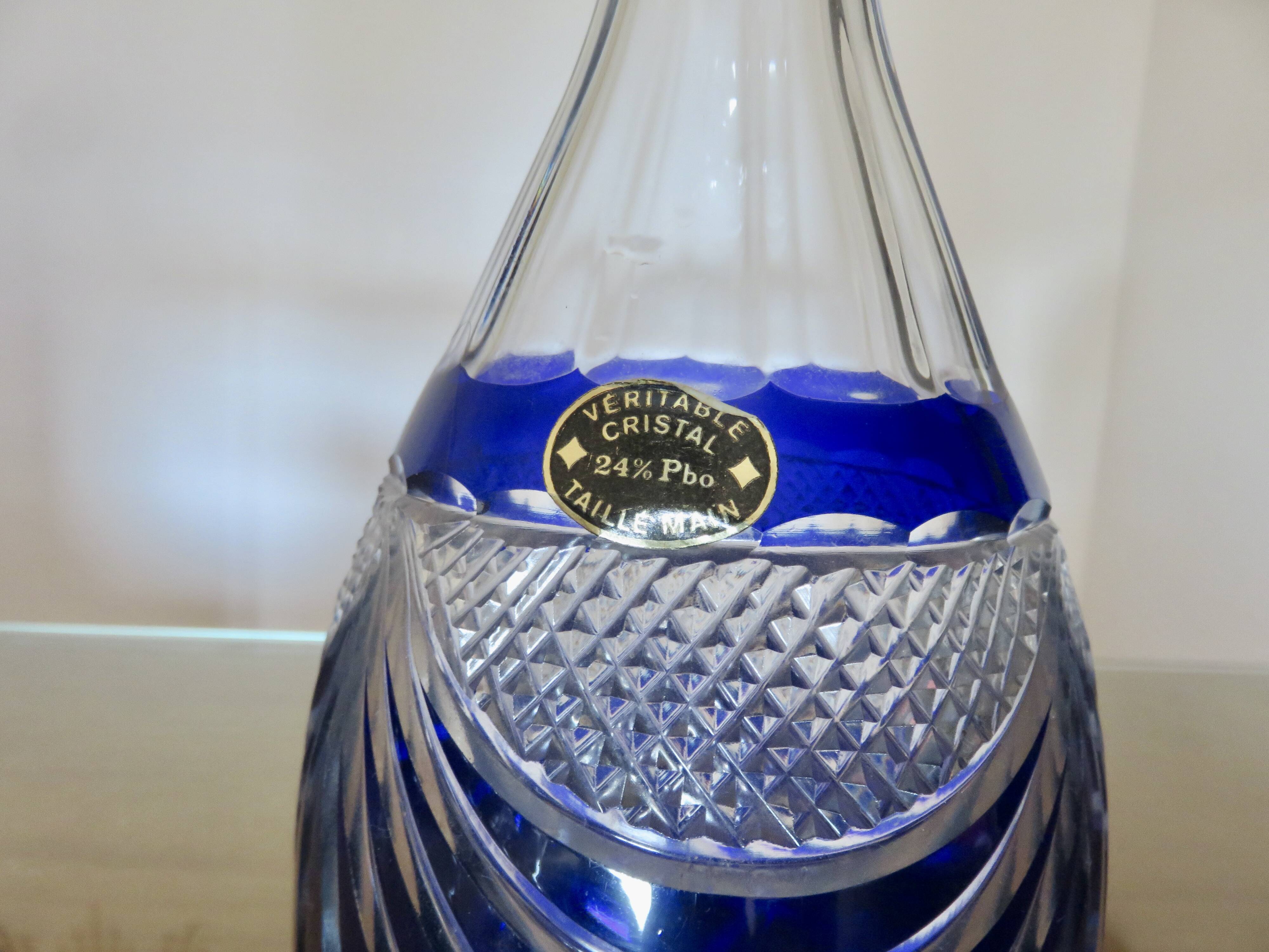Service cristal couleur "Cristalleries de Lorraine" carafe et 5 verres