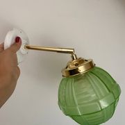 Vintage art deco globe wall light in green glass