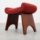 Art Deco Red Reupholstered Stool, Belgium ca. 1920