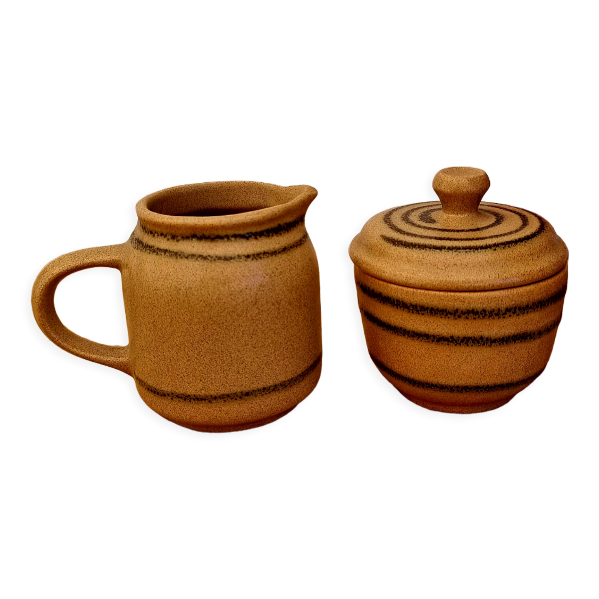 Milk jug and sugar bowl in vintage stoneware