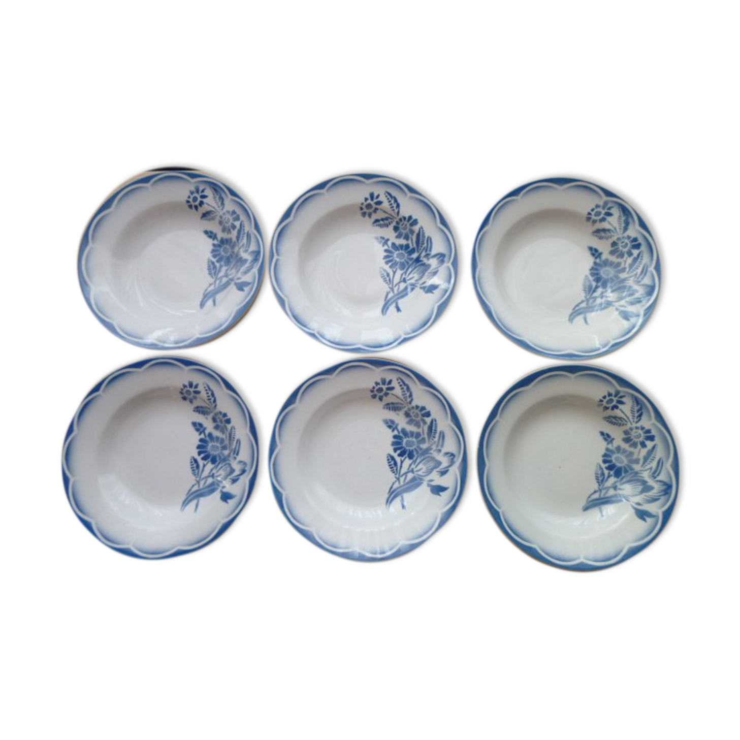 Set of 6 Hollow Plates Digoin Sarreguemines Model André