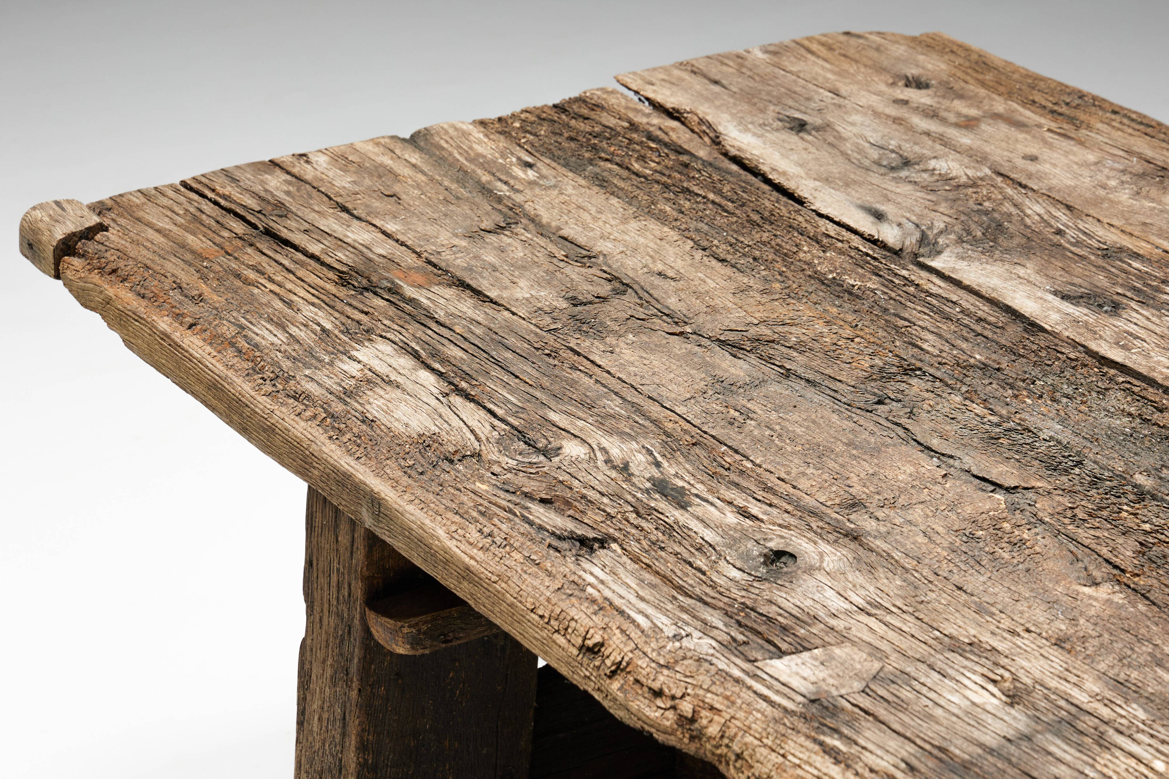 Primitive Wabi Sabi Side Table, France, 19th Century