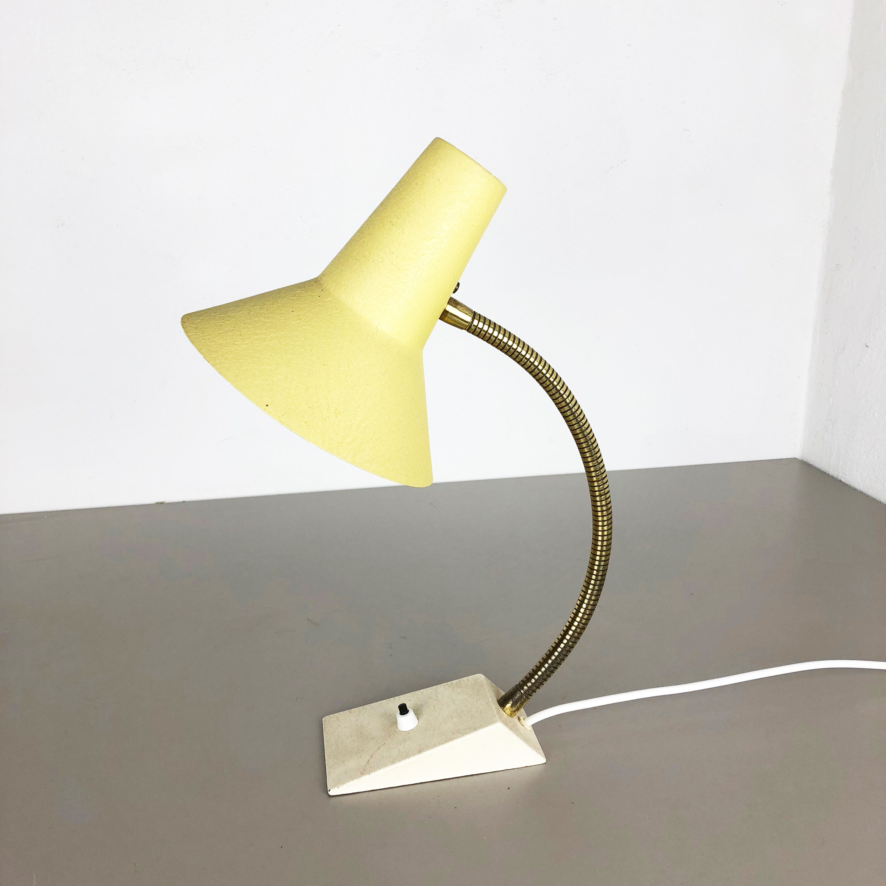 Original modernist 1960s brass metal table light by SIS Lights, Germany