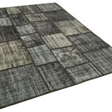 Tapis turc surteint fait à la main 176 cm x 242 cm tapis patchwork noir