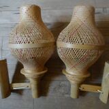 Pair of Balinese wicker sconces