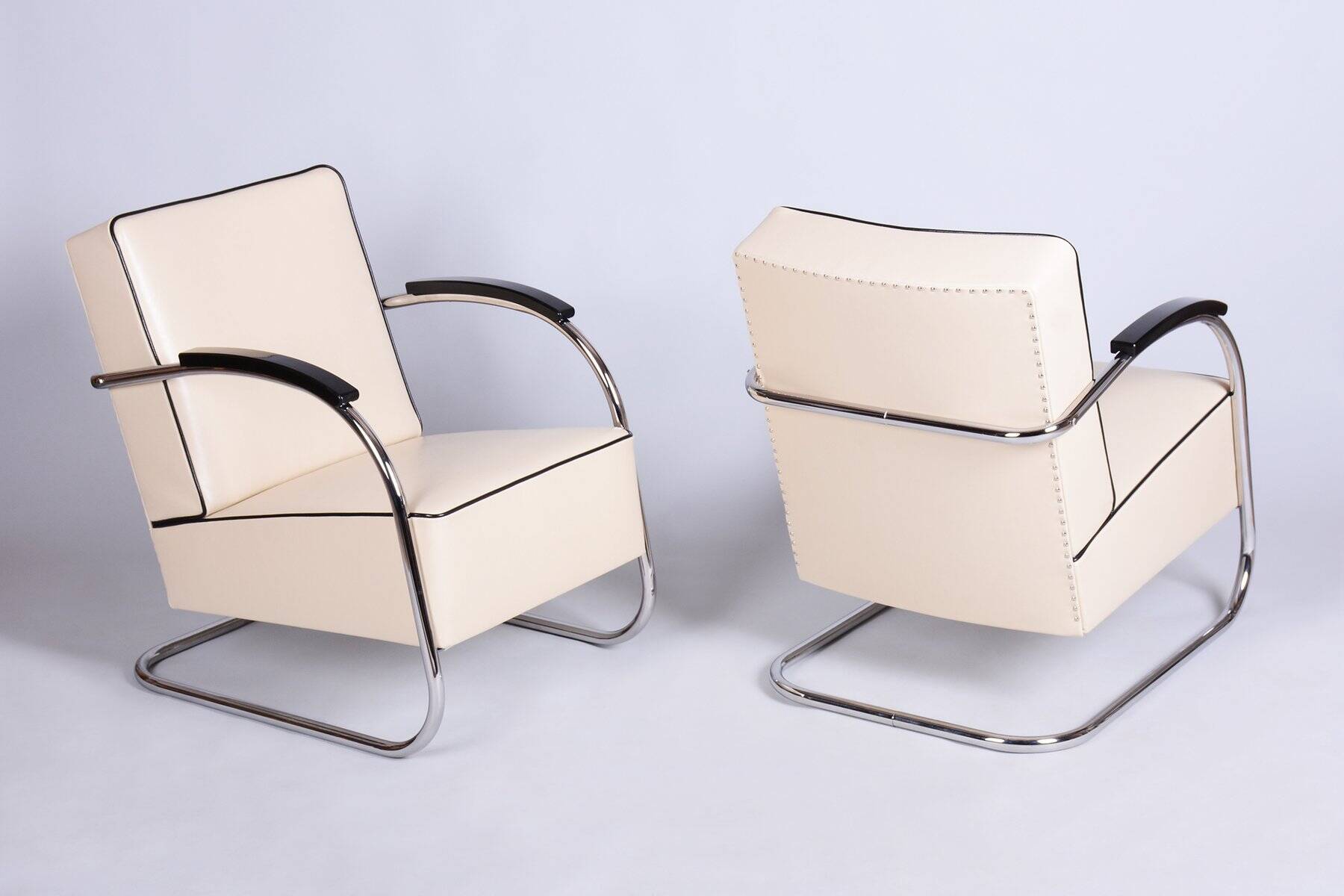 Bauhaus Leather FN21 Armchairs from Mücke-Melder, Czech, 1930s, Set of 2