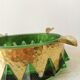 Vintage Green and Gold Crystal Ashtray / Mid-century Modern Glass Round Ash