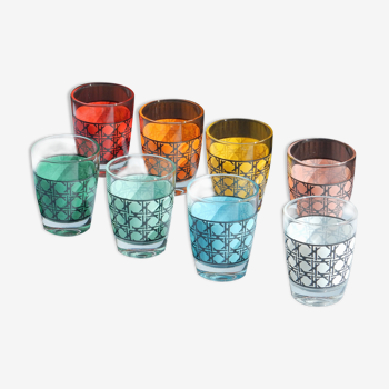 8 small alcohol glasses made in France