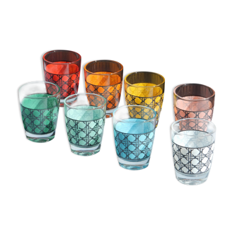 8 small alcohol glasses made in France