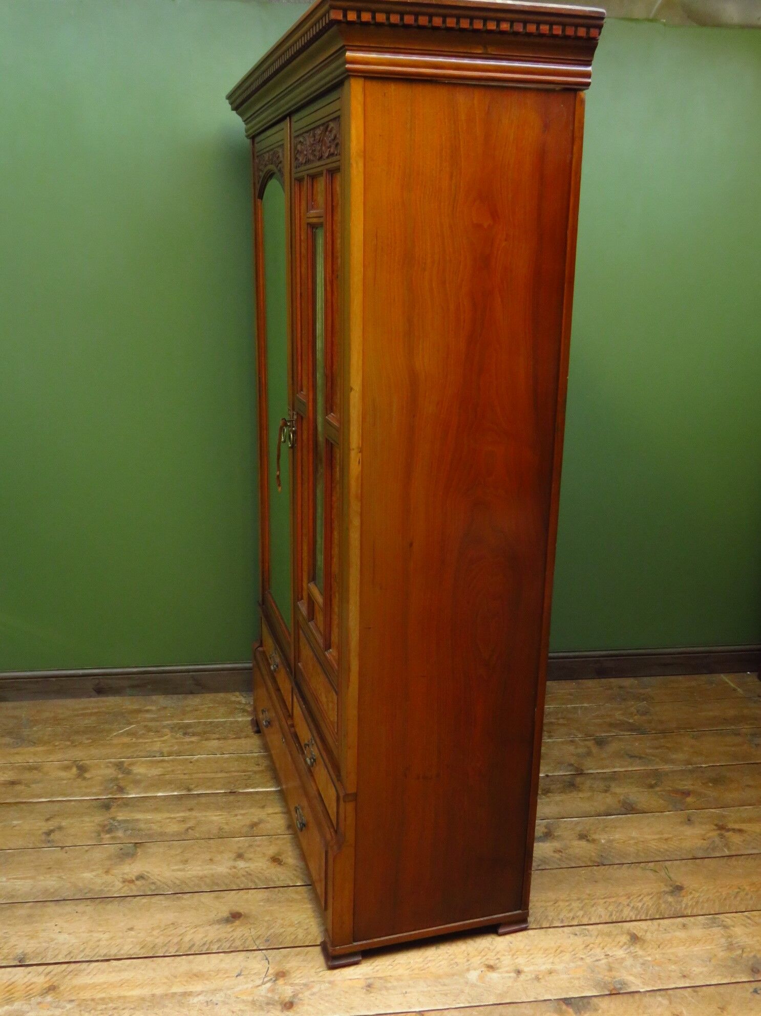Walnut compactum wardrobe with mirror