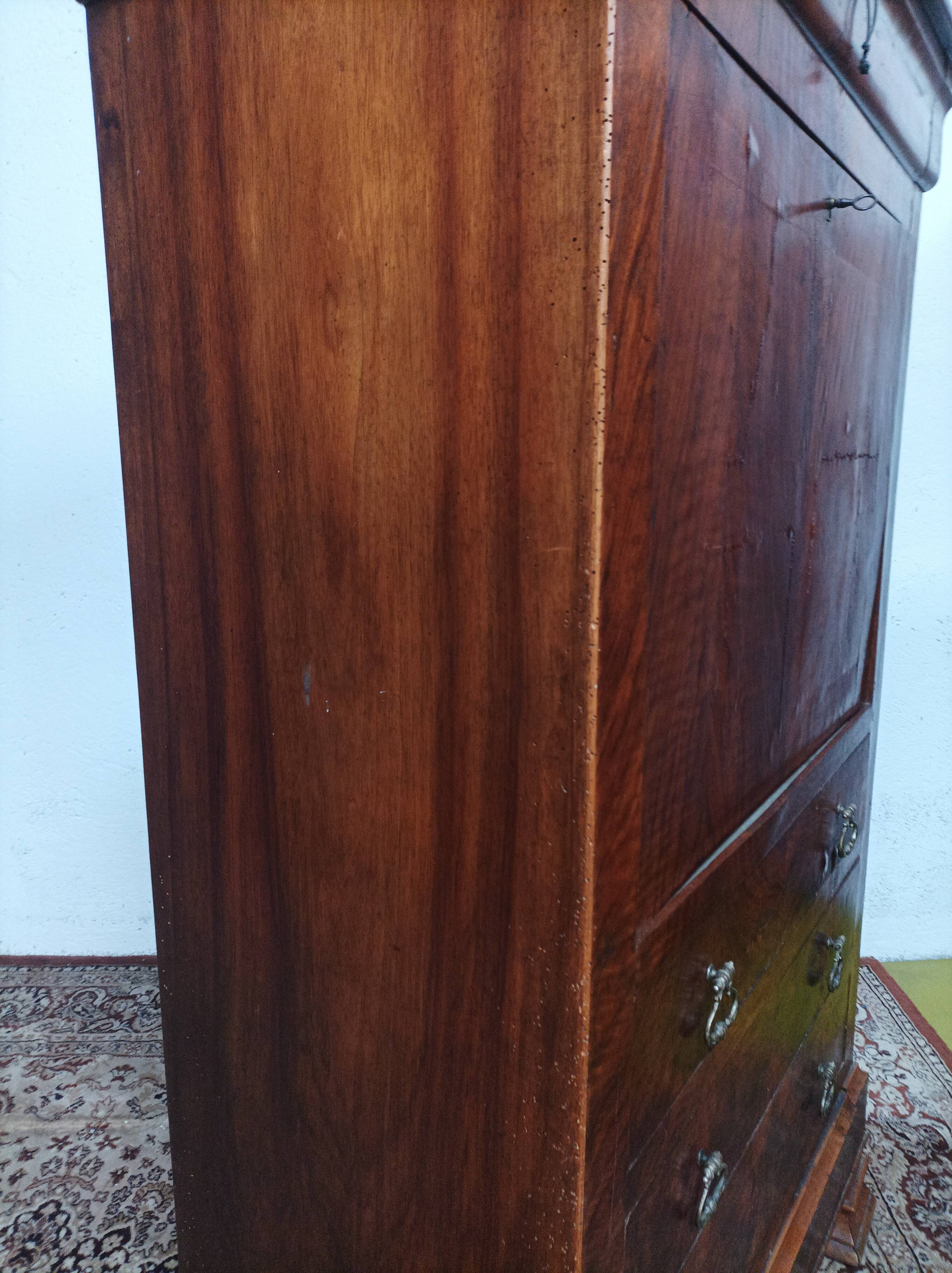 Louis Philippe secretary in oak and burr walnut