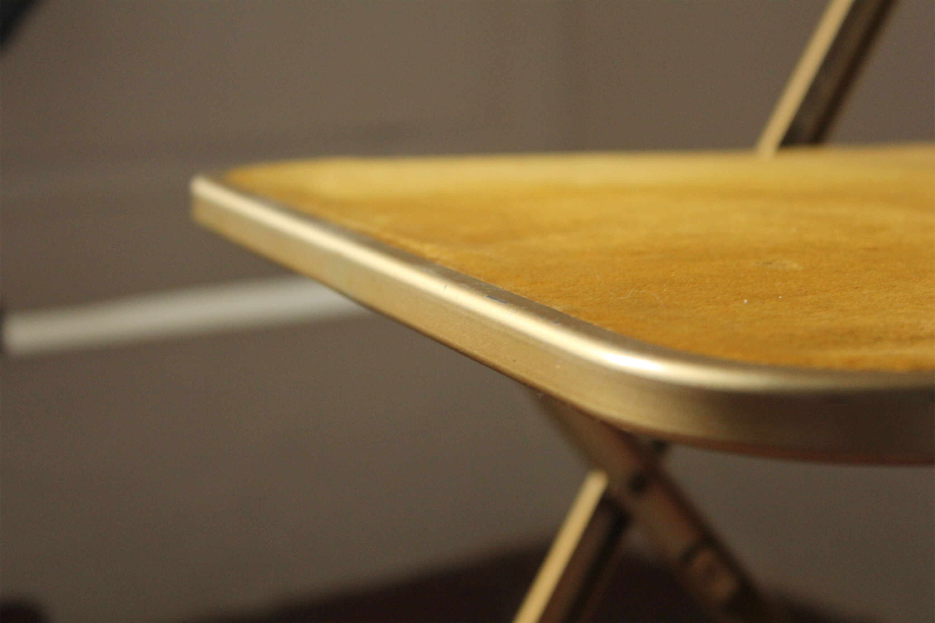 Folding chaisor chairs, gold structure and vintage golden yellow velvet