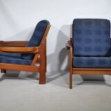 Ensemble de fauteuils design danois, teck, milieu du siècle, design Scandi, années 1970