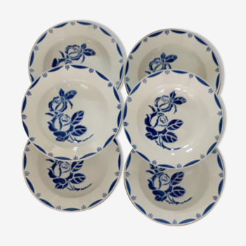 Suite de 5 Assiettes creuses anciennes en faïence, Thomas