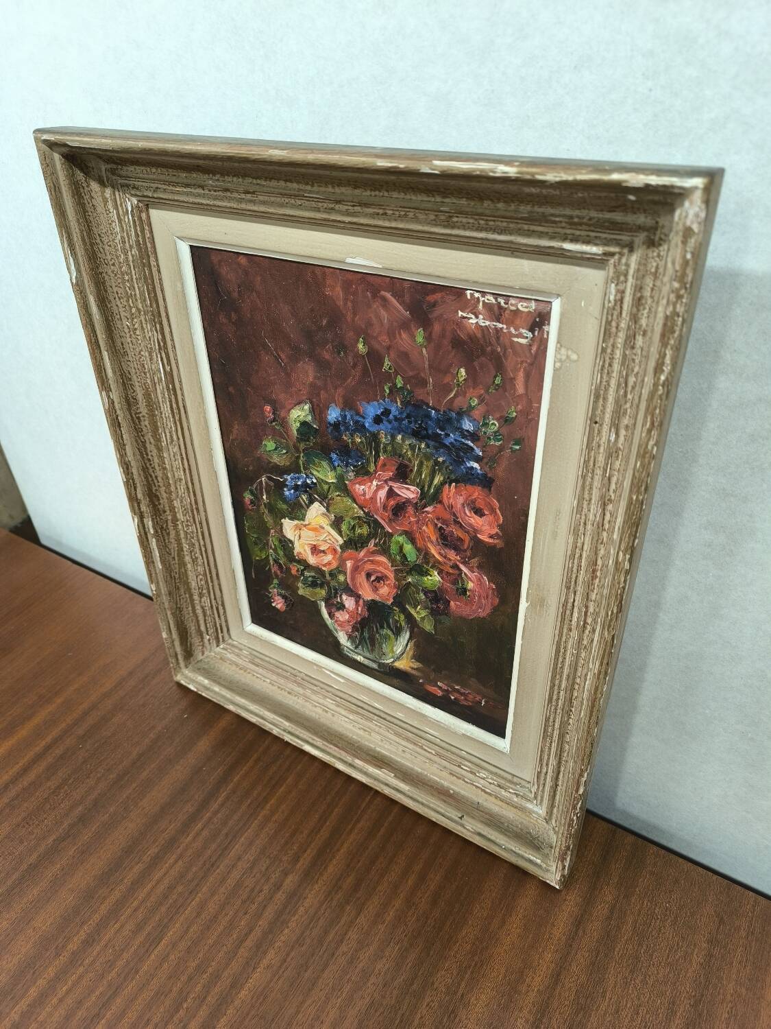 Painting of a still life with roses and flowers by Marcel Abougit