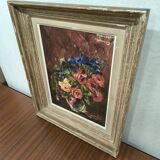 Painting of a still life with roses and flowers by Marcel Abougit