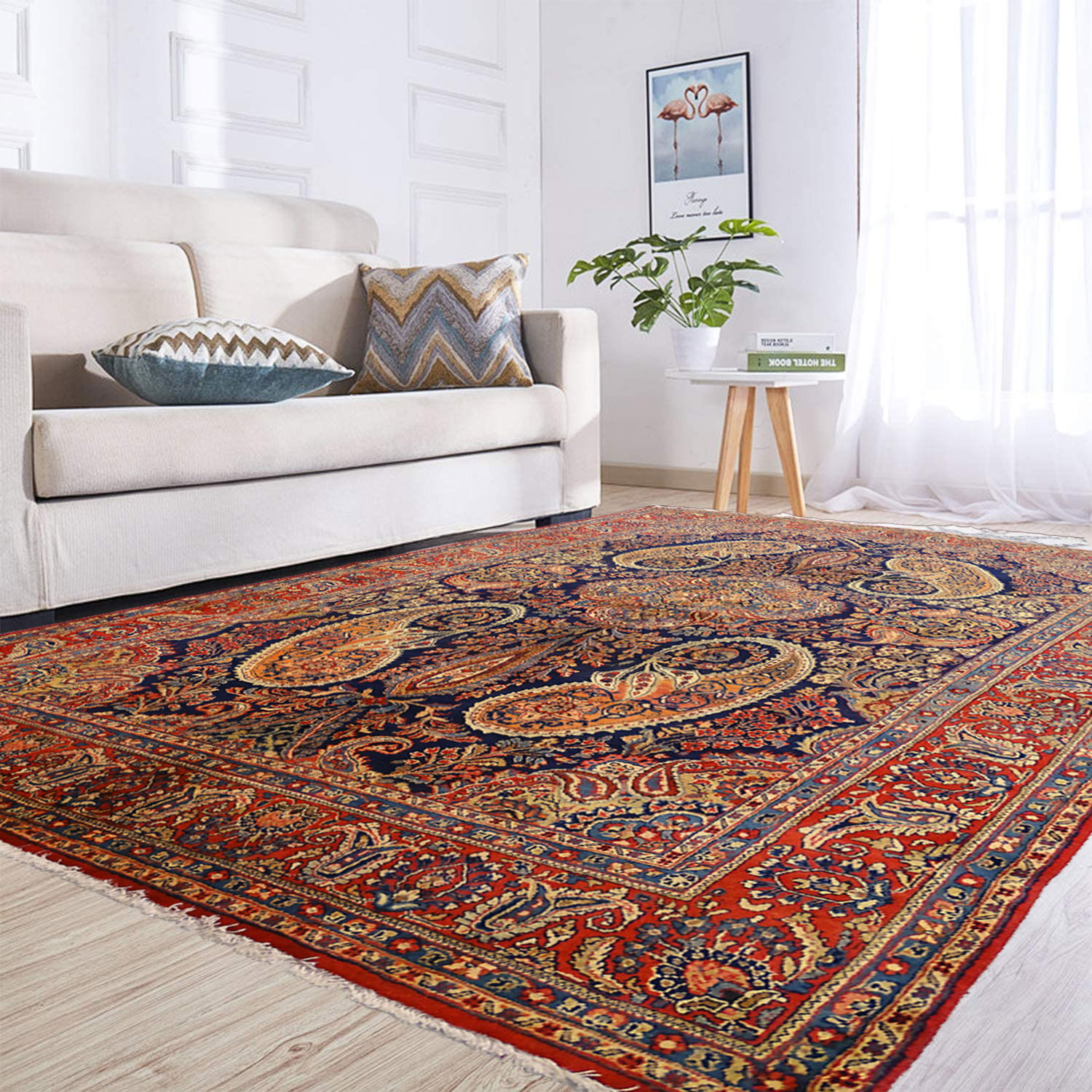 Persian living room carpet entirely handmade "Ghomseh" 330x217cm