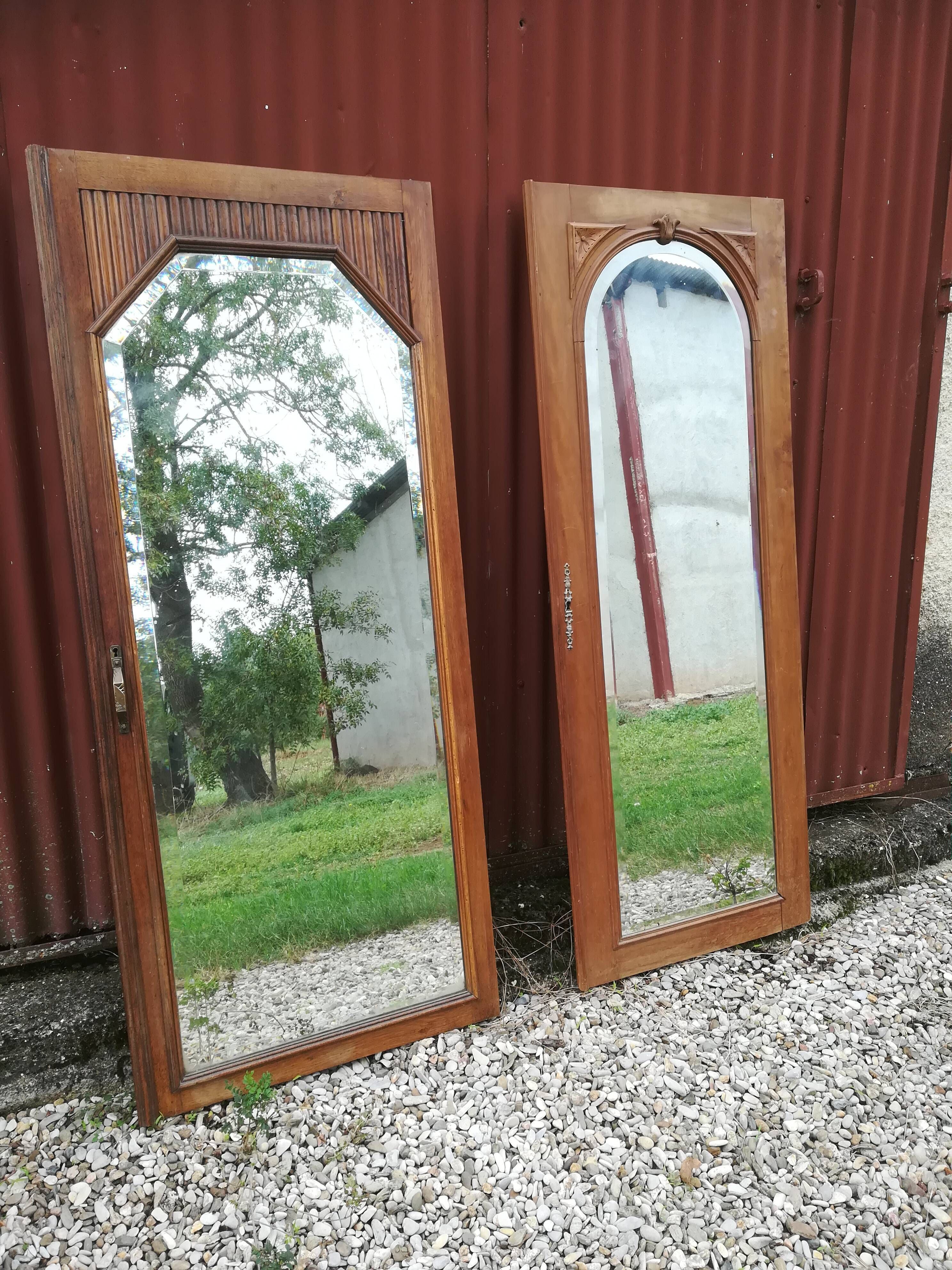 Duo of art deco mirrors on old 70x160 cm cabinet doors