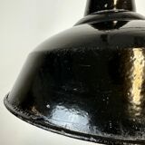 Industrial Black Enamel Factory Lamp with Cast Iron Top, 1960s
