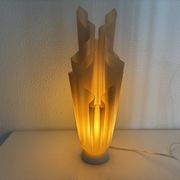 Vintage 1970 Athéna lamp by Georgia Jacob, draped in salmon - 50 cm