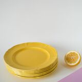 Set of 6 Badonviller lemon yellow dinner plates, 1960