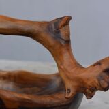 Fruit basket in olive tree sculpture Brutaliste