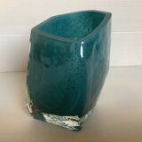 Vase Pentagone bleu et doré pâte de verre