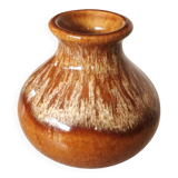 Vase vintage en céramique brune : décoration bohème yougoslave des années 1970