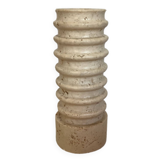 Screw-shaped travertine candle holder