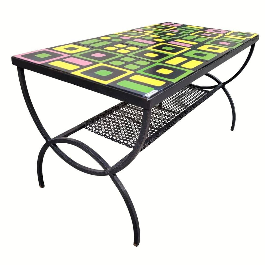 Coffee table, Vallauris ceramic, Roger Capron, 1960s