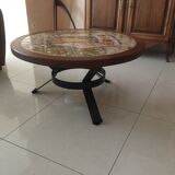 Coffee table / lounge vallauris with bird decoration signed Drac