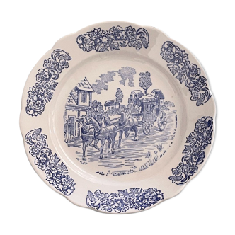 Assiette à décor de diligence du XIXe siècle
