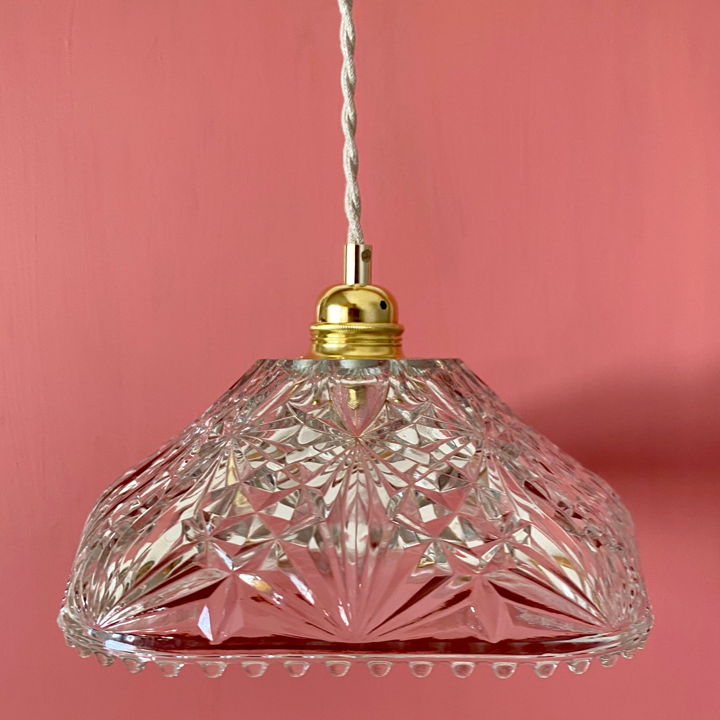 Vintage molded glass lampshade pendant lamp
