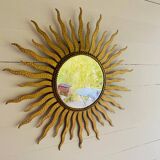 Golden sun mirror 50cm from the 70s.
