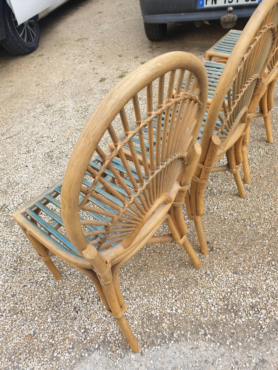 4 bamboo chairs