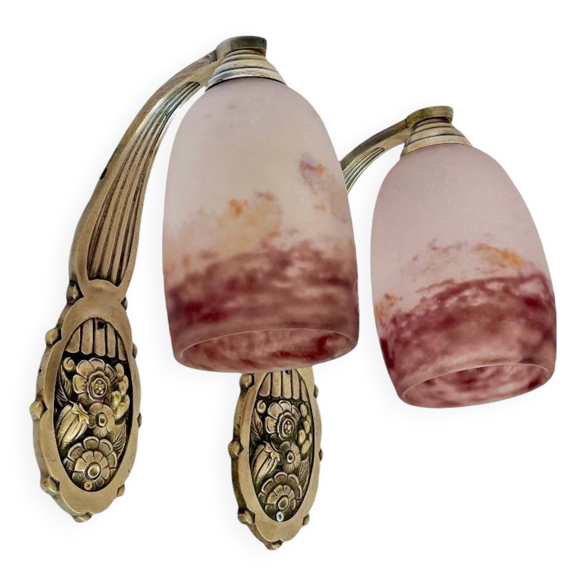 Pair of wall lights by Degué in marbled glass