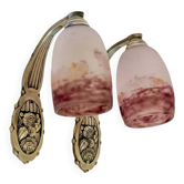 Pair of wall lights by Degué in marbled glass