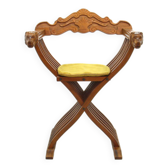 Chaise Savonarola italienne vintage en noyer, 1970