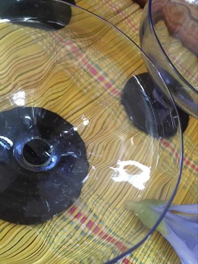 Five vintage cuts with blue glass